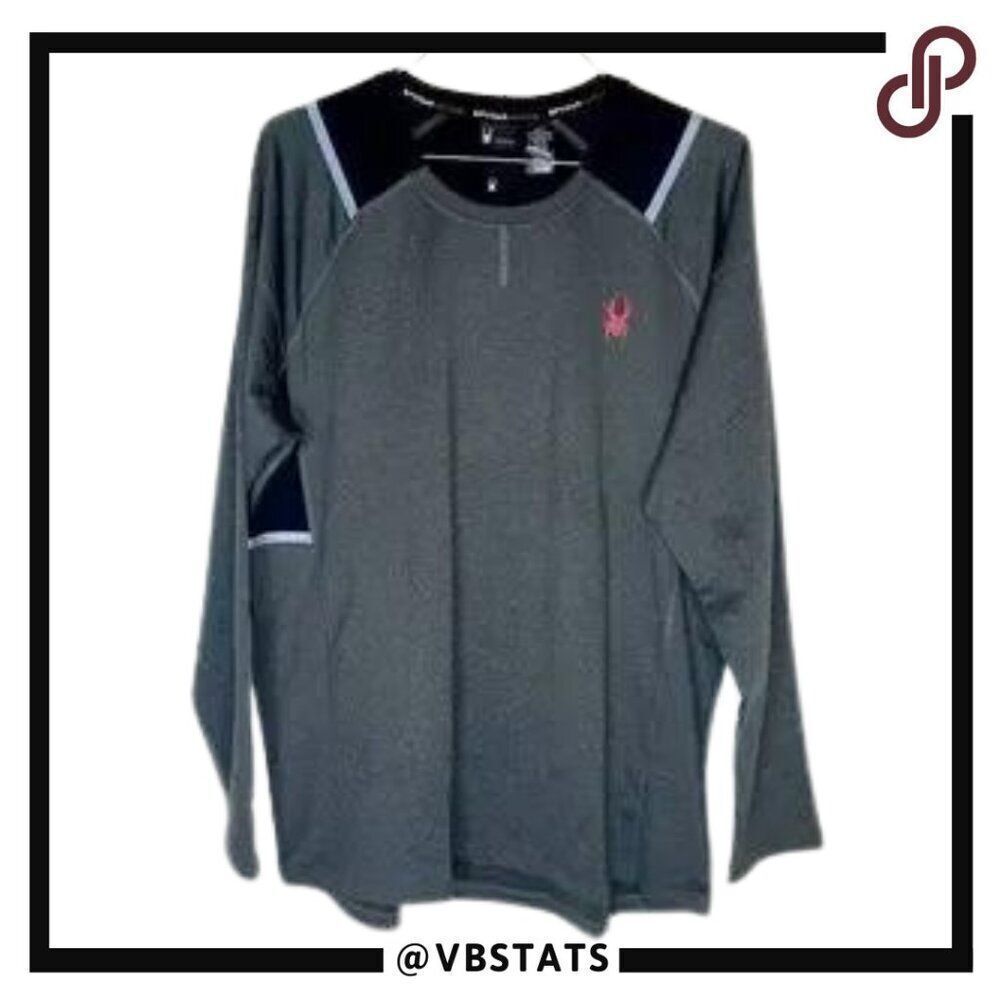 Spyder Men's Active Long Sleeve Tee T-Shirt Proweb Microfleece Gray‎ XL (NWT)